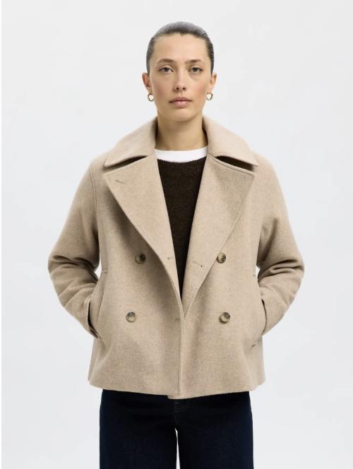 Alma Short Wool  Blend Jacket - Sandshell 