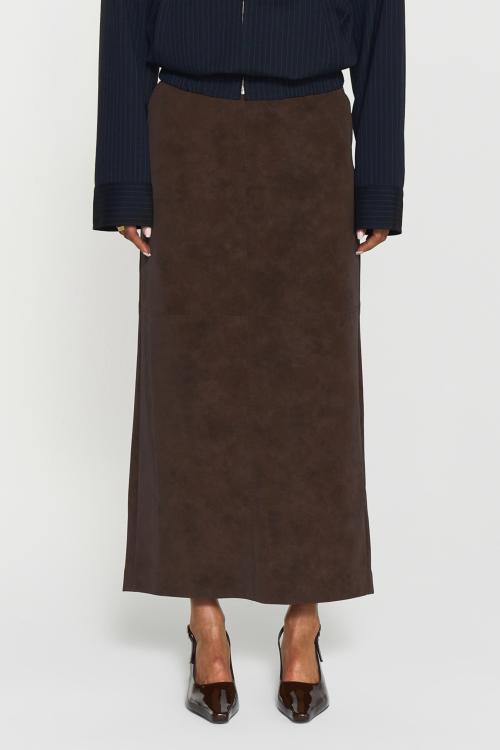 Yara Faux Suede Skirt - Mocha Brown 