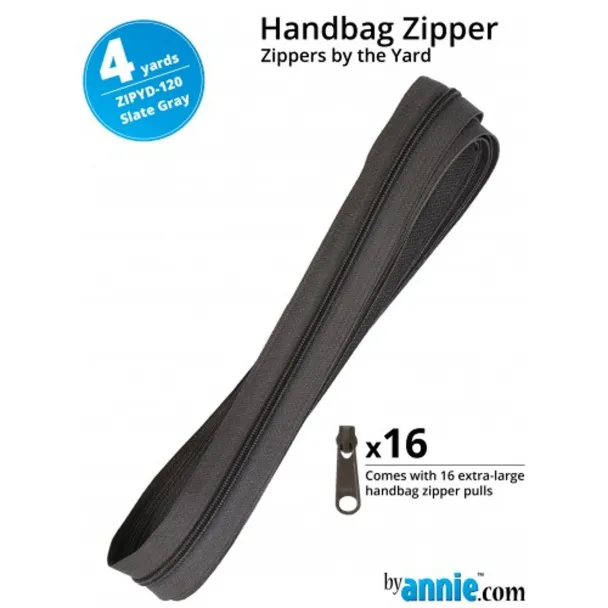 By Annie - Glidelås 6mm spiral 4 yard med 16 glide- 120 Slate Grey