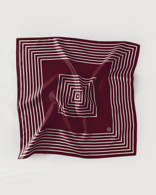 Striped Scarf - Wine Red - 50cm - Image 1