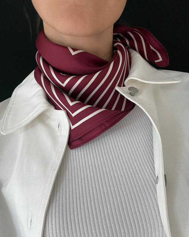 Striped Scarf - Wine Red - 50cm - Image 2