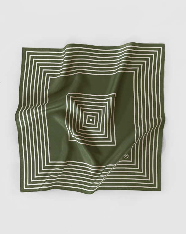 Striped Scarf - Green - 50cm - Image 1