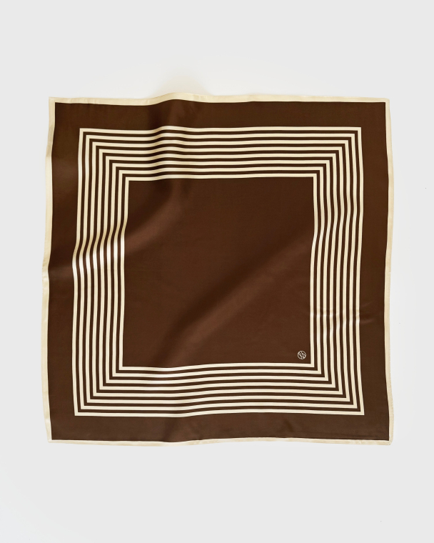 Striped Scarf - Mocha Mousse/Cream- 65 cm - Image 1