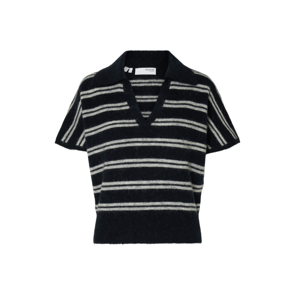 Lulu Knit Polo - Dark Sapphire/Stripes