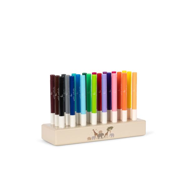 Konges Sløjd | Markers in Wooden Block 24 - Safari