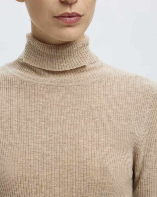 Ingrid Knit Wool Roll Neck- Island Fossil - Image 3
