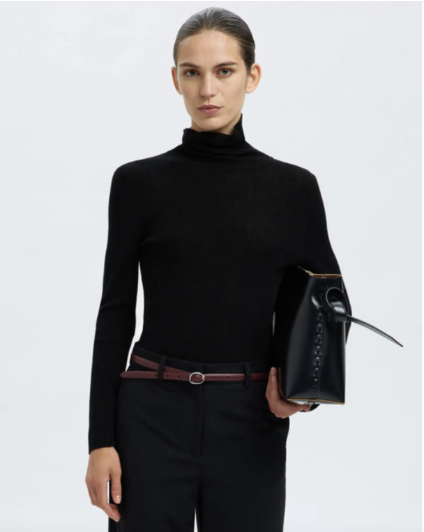 Ingrid Knit Wool Roll Neck- Black  - Image 2