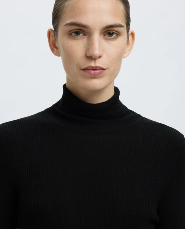 Ingrid Knit Wool Roll Neck- Black  - Image 3