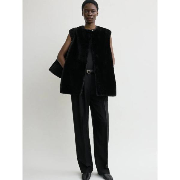 Plush Shearling Vest Black