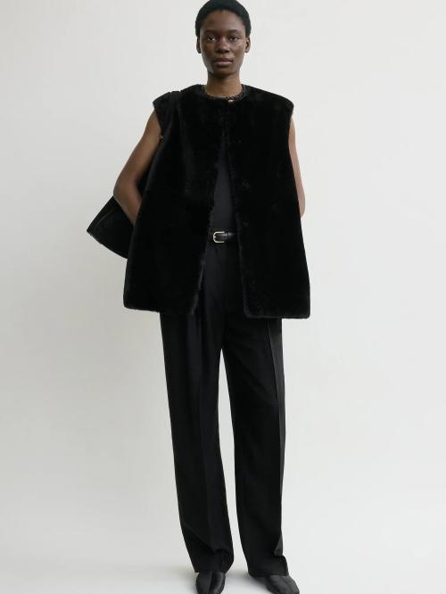 Plush Shearling Vest Black