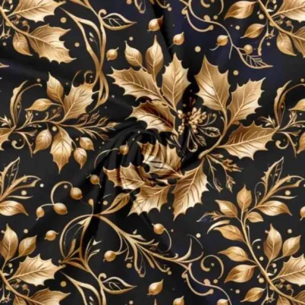 Jersey mørk blå med blader i gull - Image 1