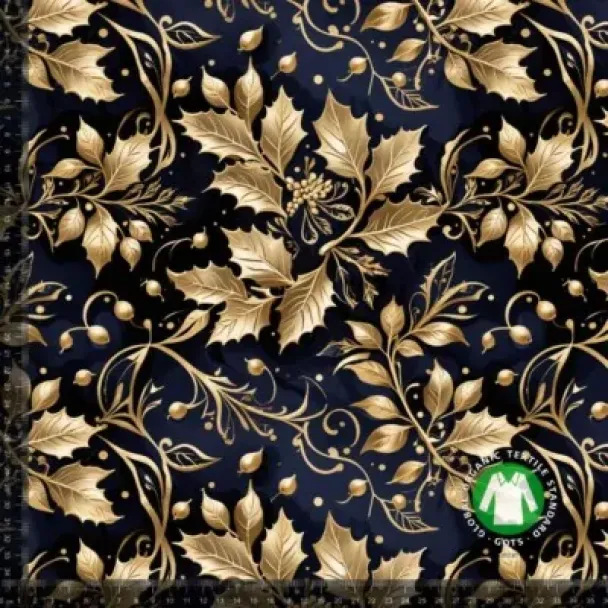 Jersey mørk blå med blader i gull - Image 2