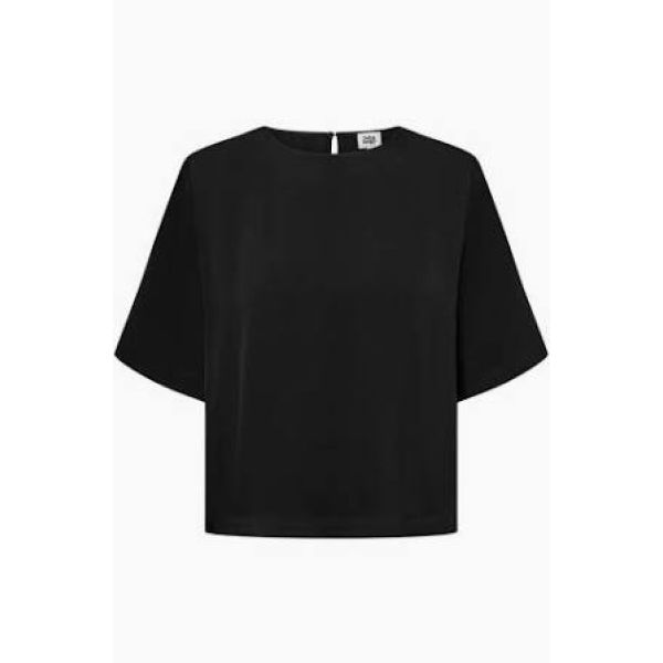 Leonie Satin Tee- Black 