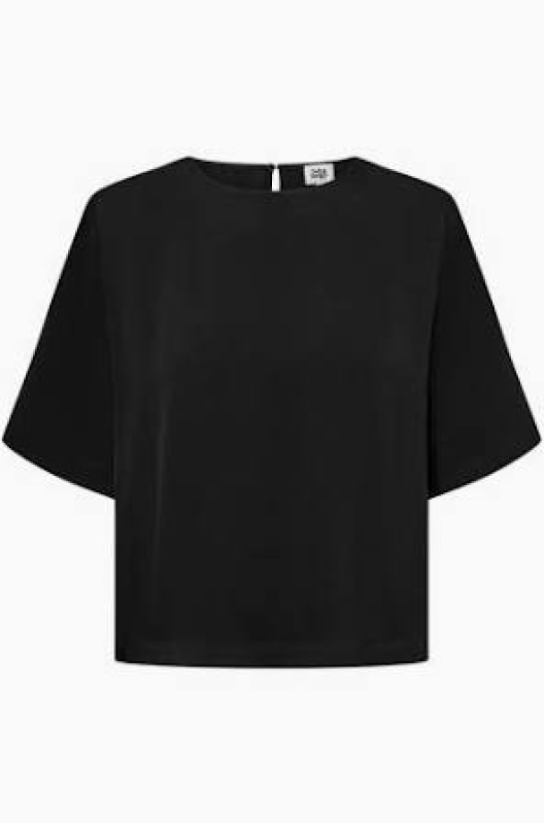 Leonie Satin Tee- Black  - Image 2