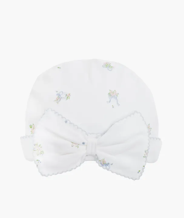 Roses and Ribbons Bow Hat - White