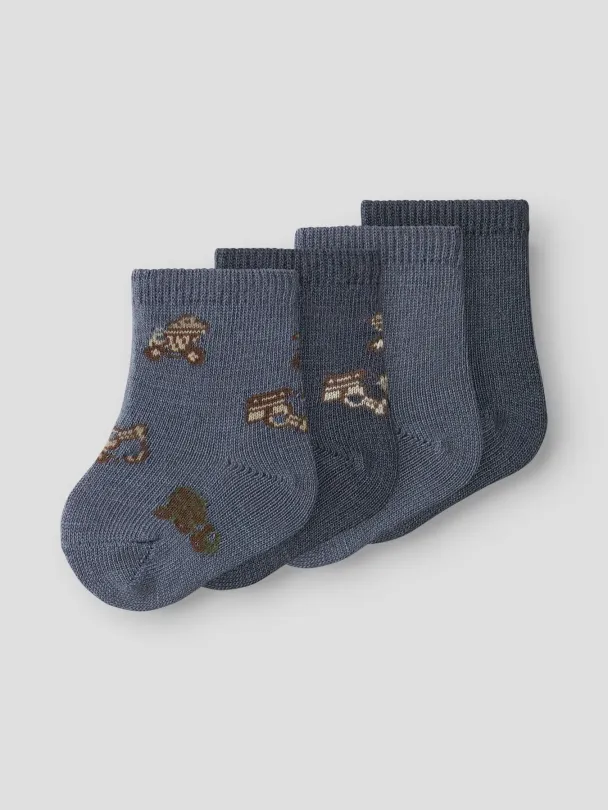 NBMwak 4-pk Ullsokker Baby Blå - Image 1
