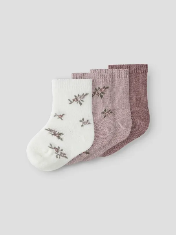 NBFwak 4-pk Ullsokker Baby Rosa  - Image 1