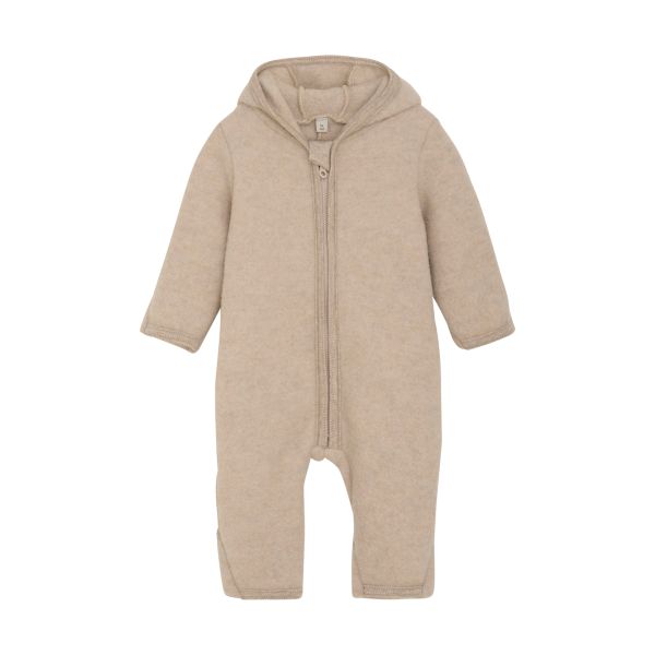HUTTEliHUT | Pram Suit Ears Wool Fleece - Camel Melange