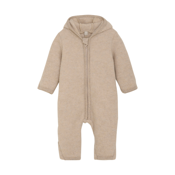 Pram Suit Ears Wool Fleece - Camel Melange - Image 1