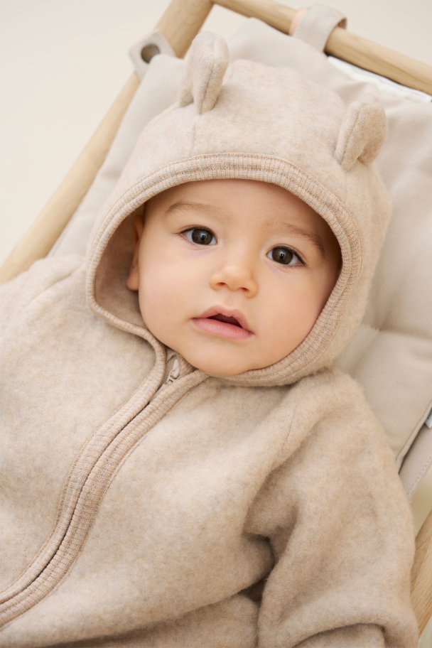 Pram Suit Ears Wool Fleece - Camel Melange - Image 5