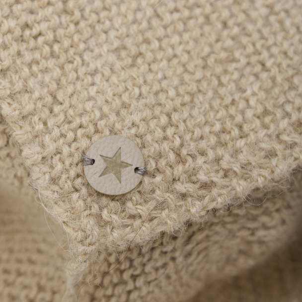 Bonnet Wool Knit Alpaca Pompom - Camel Melange - Image 2