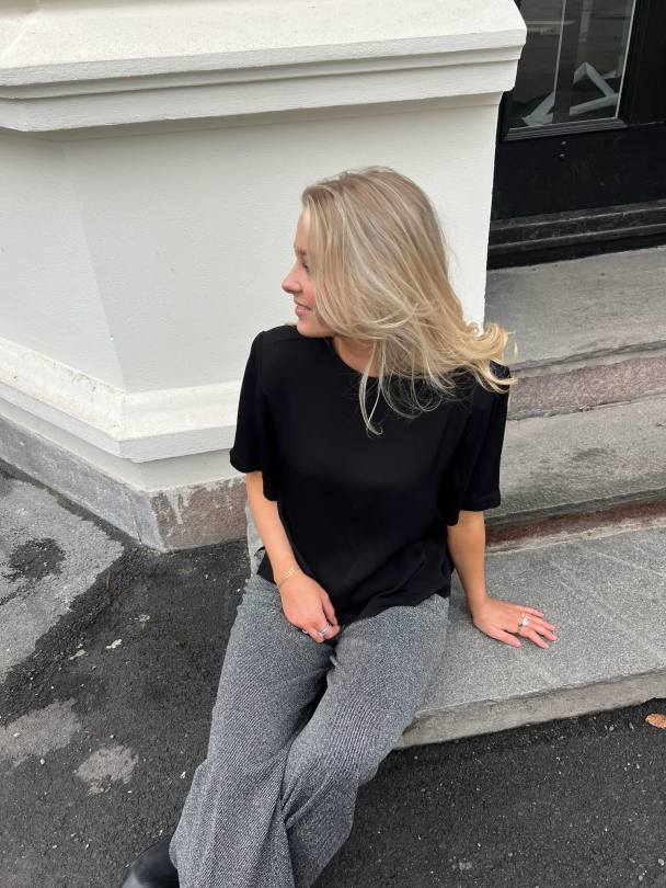 Leonie Satin Tee- Black  - Image 3