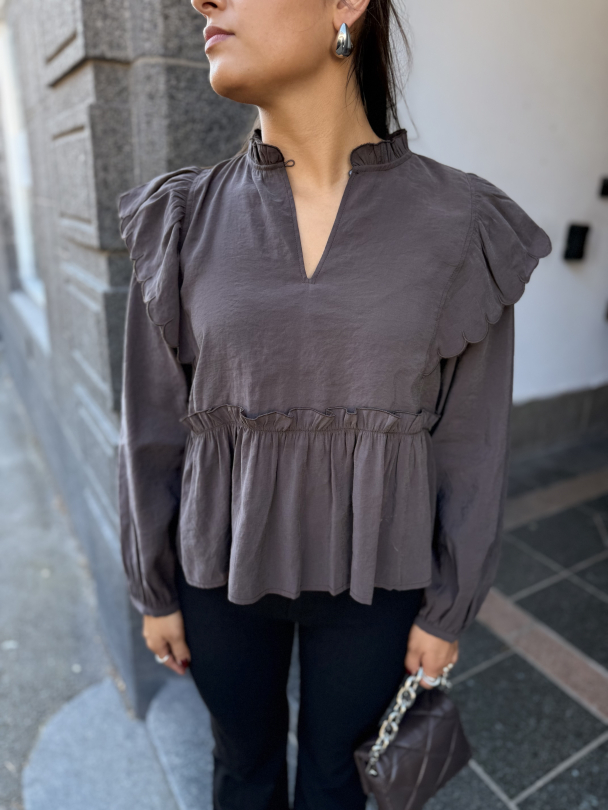 Terra Frill Blouse - Chocolate Plum - Image 1