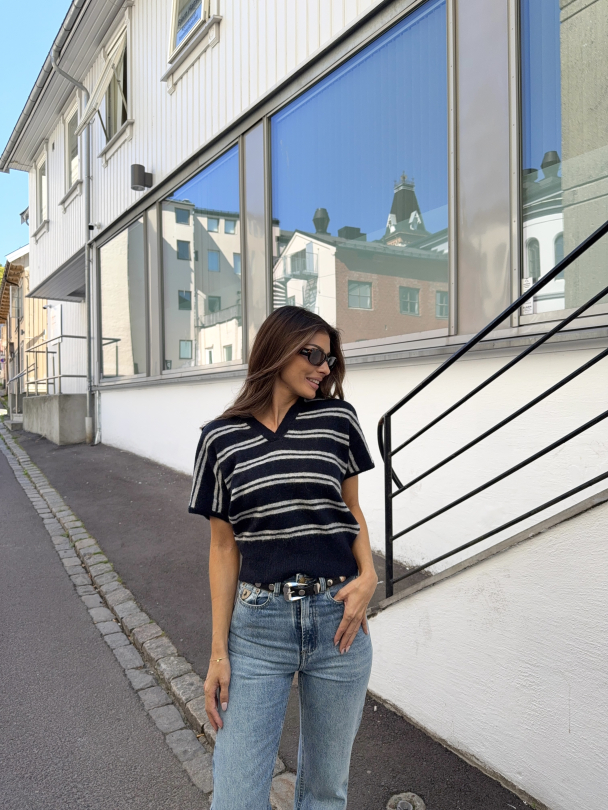 Lulu Knit Polo - Dark Sapphire/Stripes - Image 3