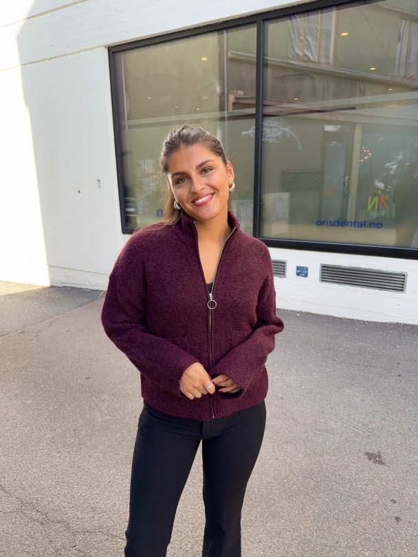 Sia Ras Zipper Cardigan - Fig  - Image 5