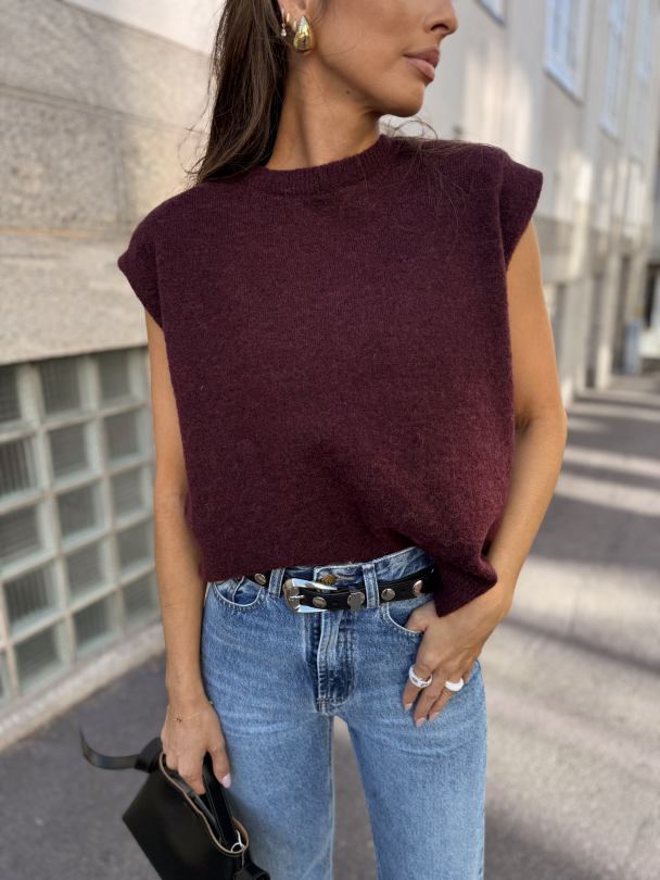 Lulu Knit Vest - Fig/Black Core  - Image 1