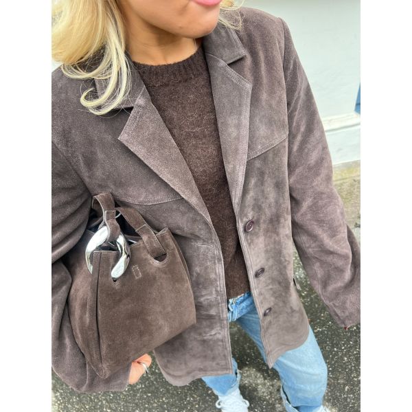 Vaiana Suede Blazer - Mocha Brown 