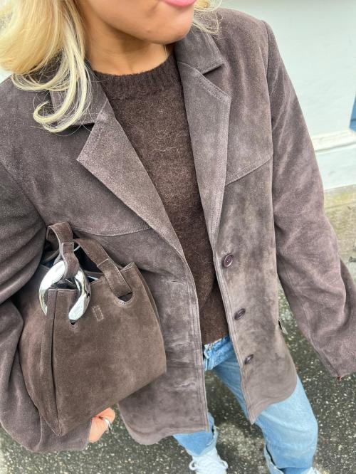 Vaiana Suede Blazer - Mocha Brown 