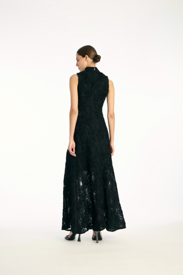 Flower Mesh Maxi Dress - Black - Image 2