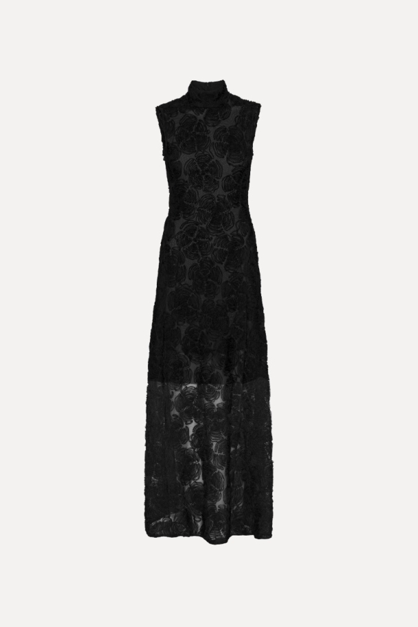 Flower Mesh Maxi Dress - Black - Image 3