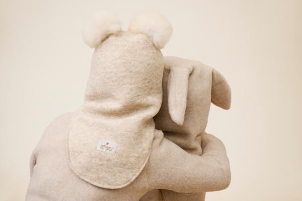 Balaclava Wool Alpaca Pompoms - Sand Melange - Image 2