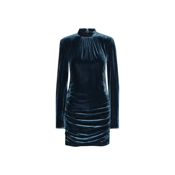 Silk Velvet Mini Dress - Graphite 