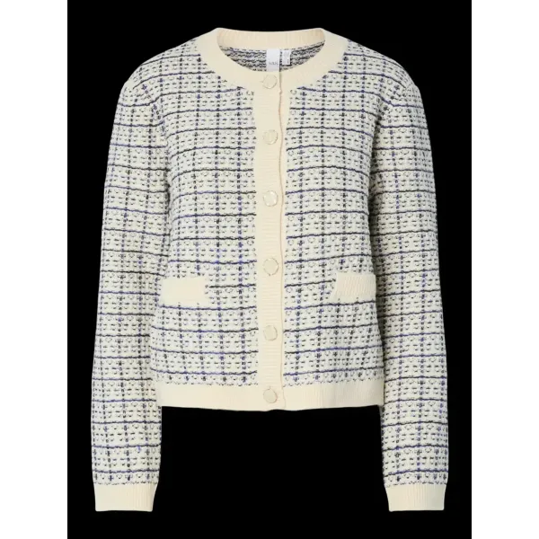 Livia Short Knit Cardigan - Birch/Dazzling Blue