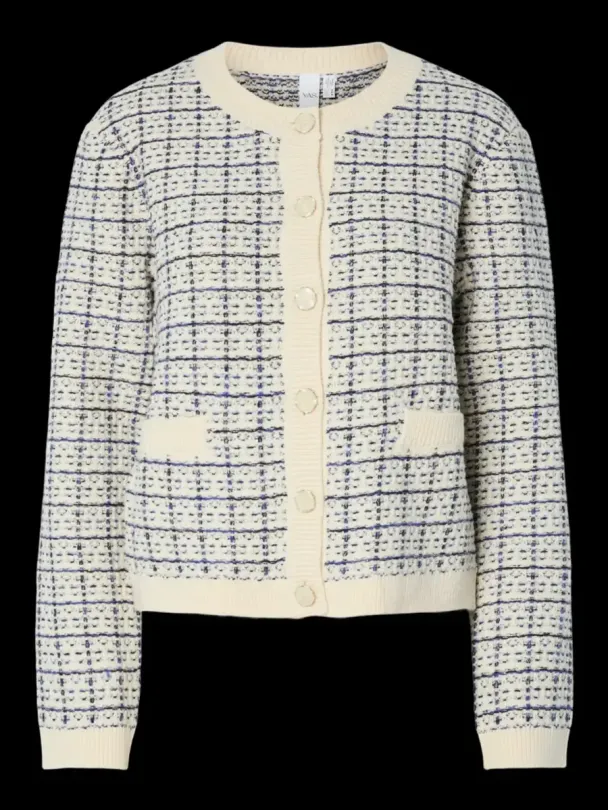 Livia Short Knit Cardigan - Birch/Dazzling Blue