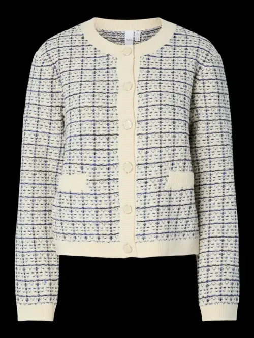 Livia Short Knit Cardigan - Birch/Dazzling Blue
