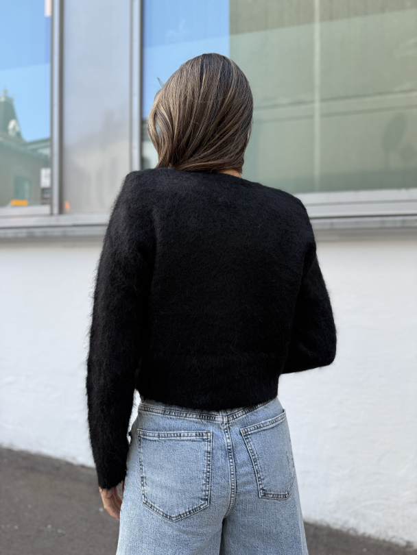 Hairy Knit Jacket  - Black  - Image 5