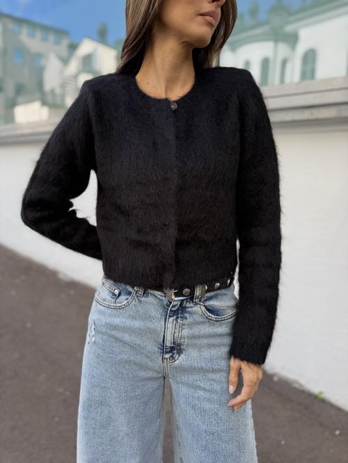 Hairy Knit Jacket  - Black 