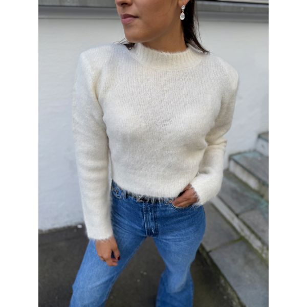 Hairy Knit Fitted Sweater - Off White