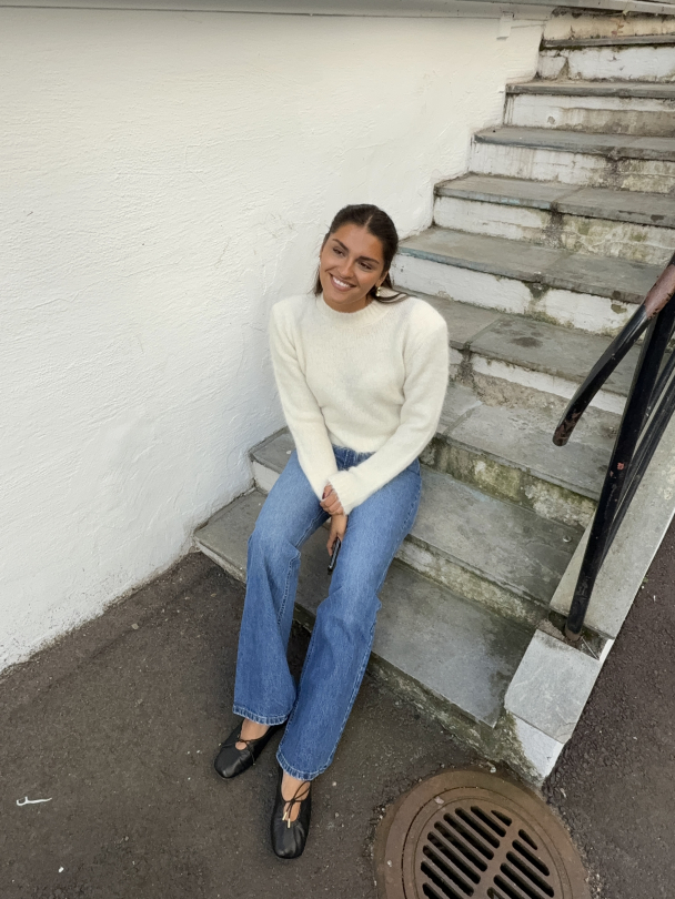 Hairy Knit Fitted Sweater - Off White - Image 2