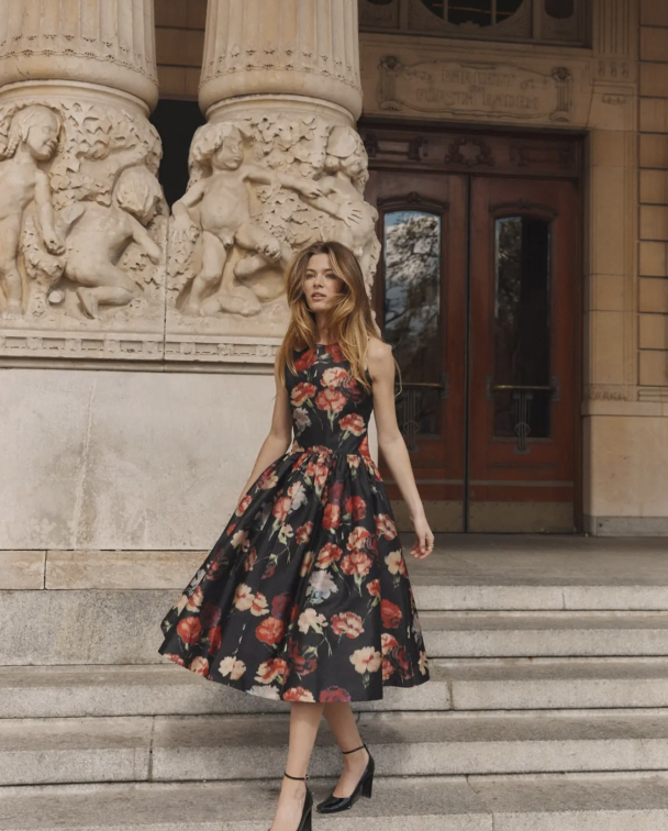 Taffeta Midi Dress - Poppy  - Image 1