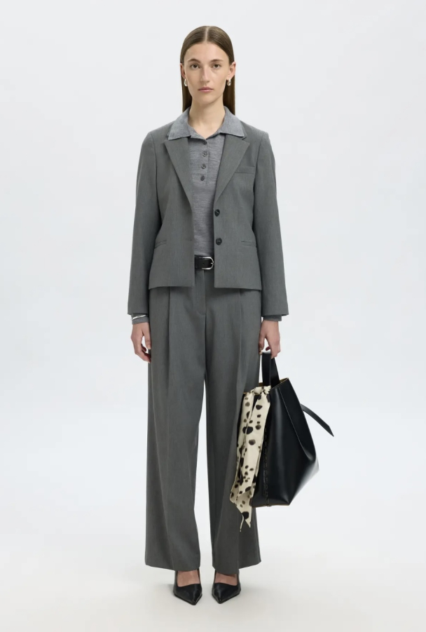 Wide-Rita Lano Pant - Medium Grey Melange  - Image 2
