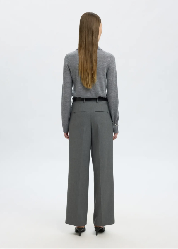 Wide-Rita Lano Pant - Medium Grey Melange  - Image 3