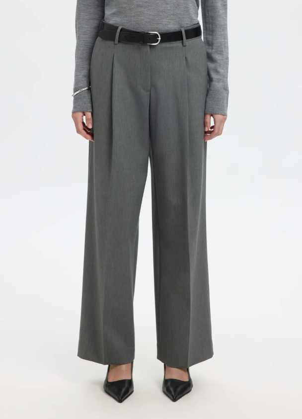 Wide-Rita Lano Pant - Medium Grey Melange  - Image 5
