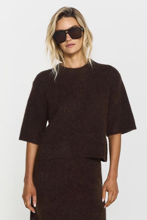 Madina Short Sleeve Knit - Mocha Brown 