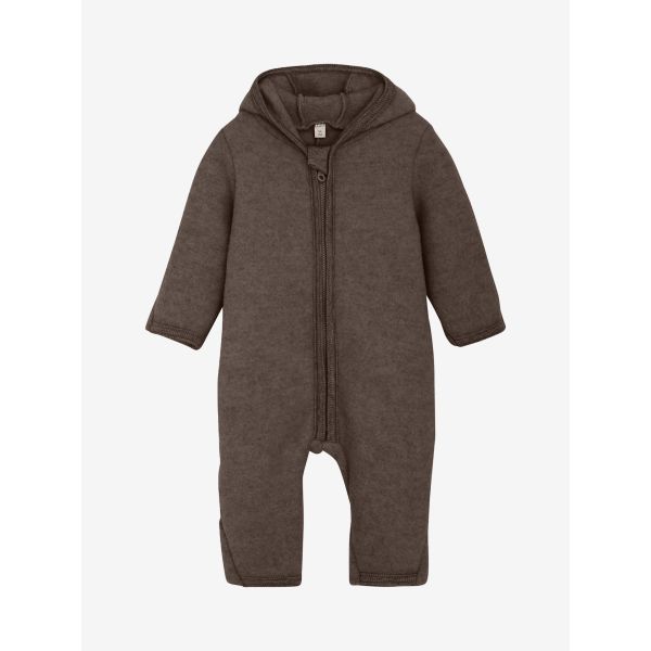 Pram Suit Wool Fleece, Brown Melange - Huttelihut
