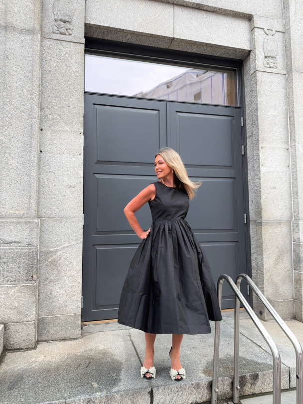 Taffeta Midi Dress - Black  - Image 3